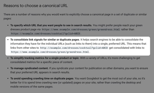 google on canonicals